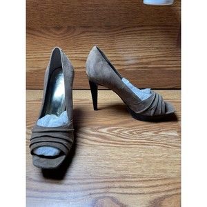 Jessica Simpson Women's US 7 1/2B Tan Microsuede Open Toe High Heels